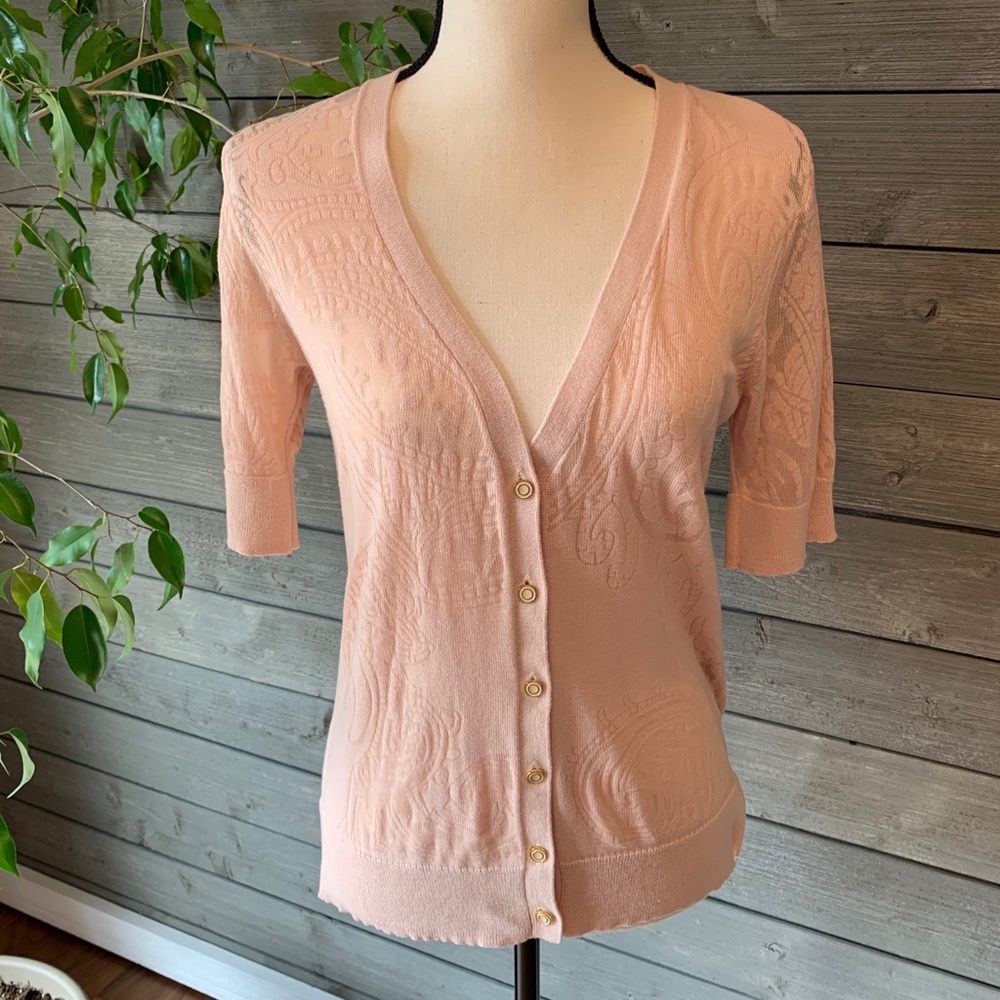 NY&Co. blush cardigan with burnout pattern medium